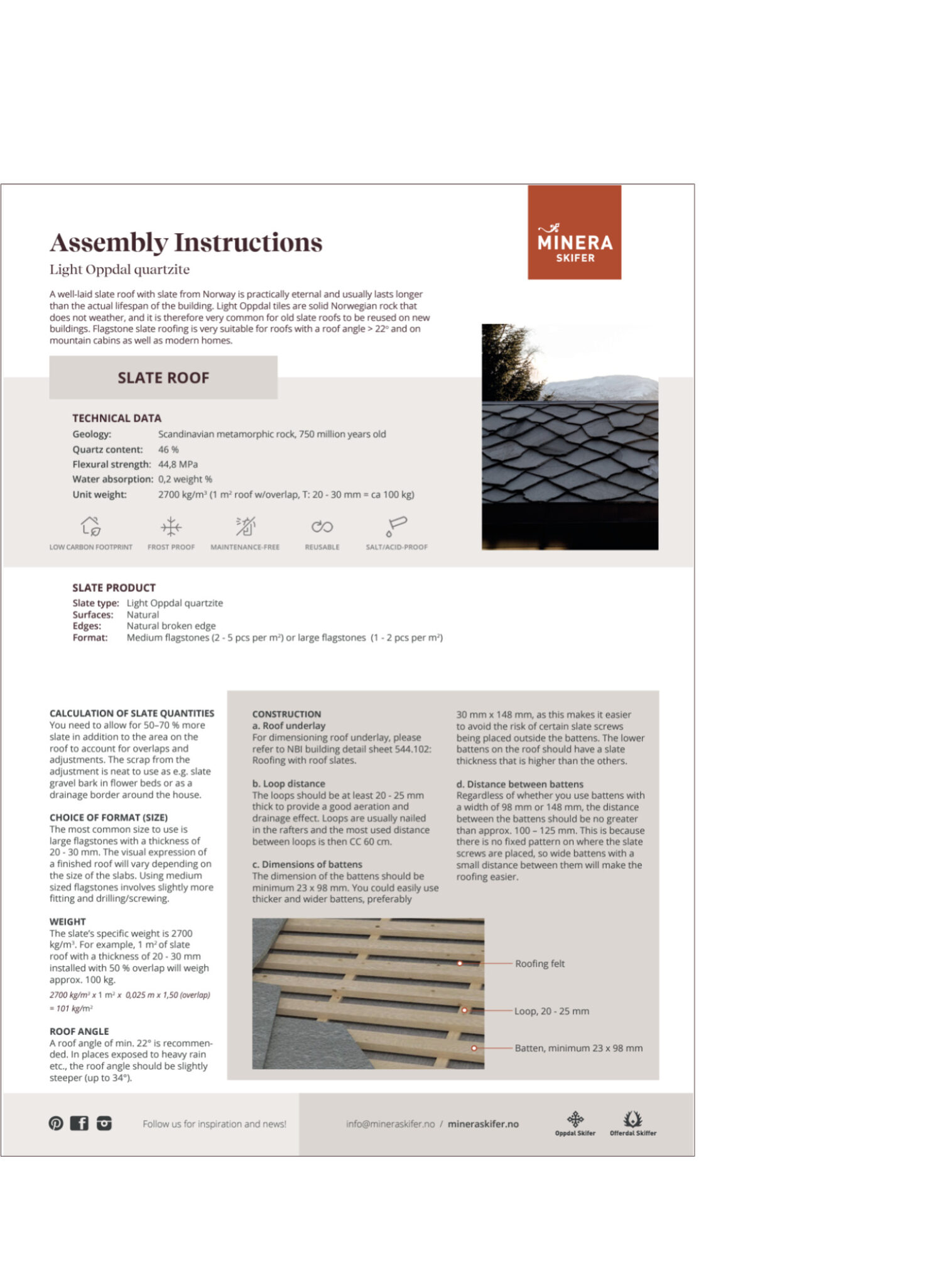 Assembly Instruction Slate Roofing Minera Skifer