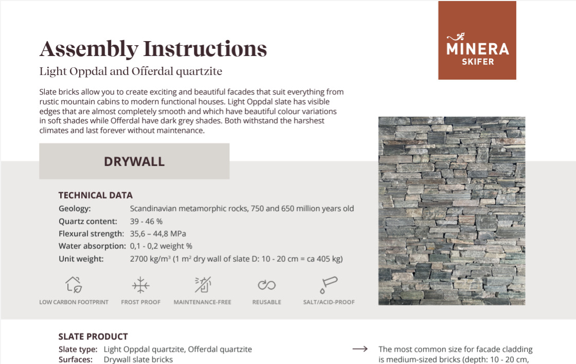 Assembly Instruction Slate Facade Drywall of Oppdal and Offerdal quartzite